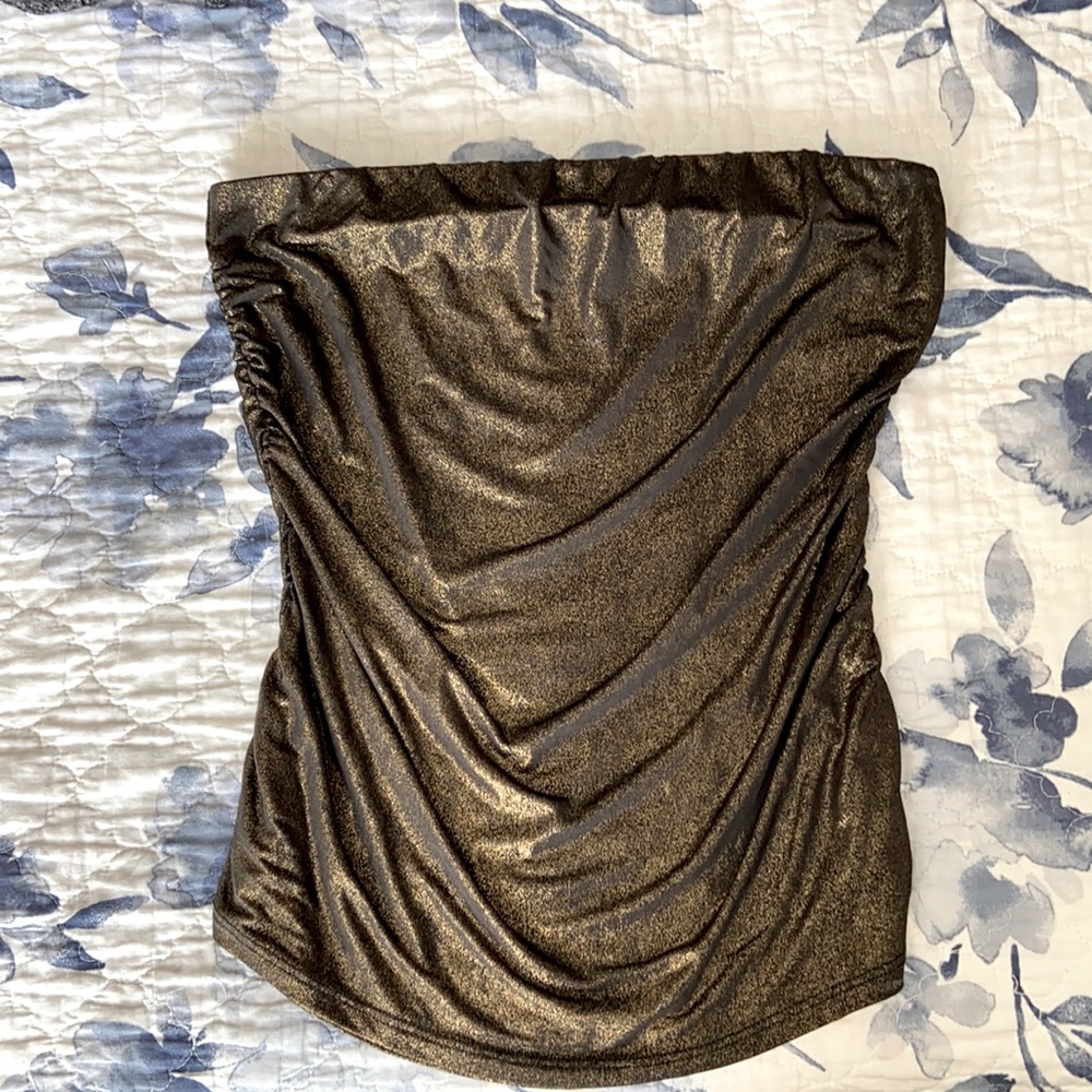Metallic Black and Gold Strapless Tank